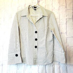 SPENSE Striped Button-down Shirt Bell Sleeves